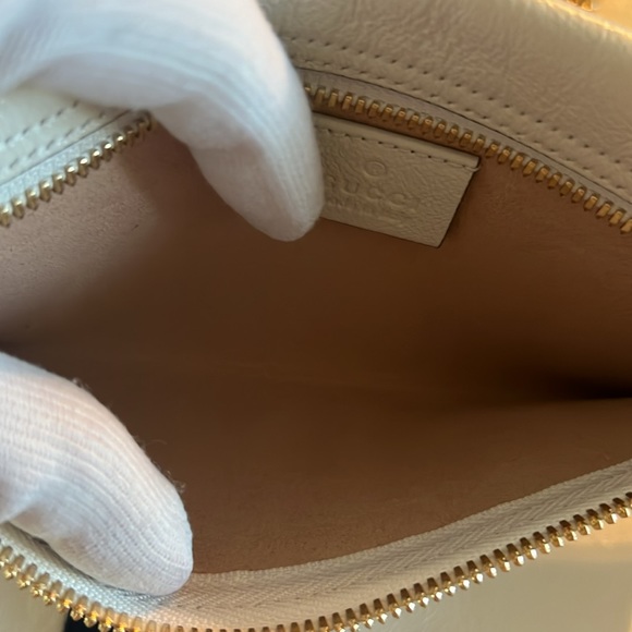 GUCCI Rajah Sylvie Web Leather Tote Bag Large w/Pochette White - Picture 13 of 16